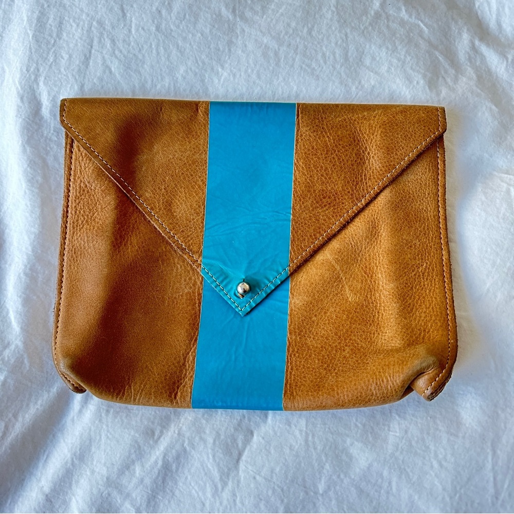 Clare V Tan and Blue Clutch